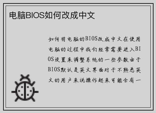 电脑BIOS如何改成中文 电脑BIOS如何改成中文